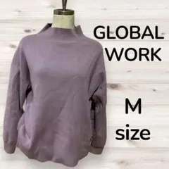 GLOBAL WORK Mサイズ ニットセーター　紫　パープル　長袖　ゆったり
