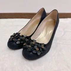 美品 大きいサイズ オリエンタルトラフィック 花 ブラック 黒 25.5