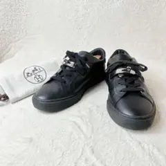 HERMES エルメス DAY デイ ケリー金具 レザースニーカー 黒 42.5のサムネイル