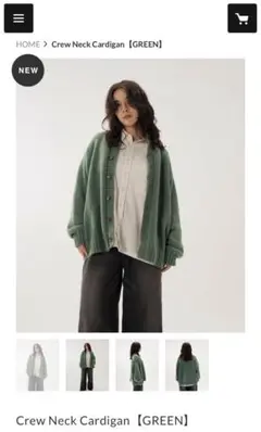 Mr.Creape クルーネックカーディガン　グリーン　Mサイズ