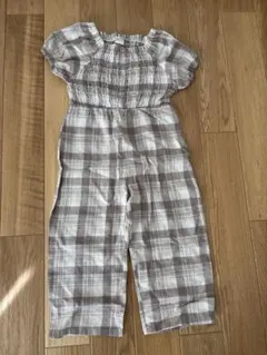 新品tete a teteチェック柄オーバーオール 100cm