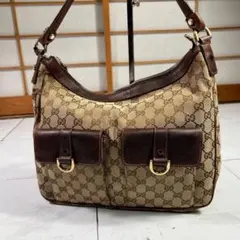 グッチ GUCCI ショルダーバッグ GGキャンバス アビー ホーボー ベージュ