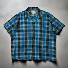 60s TOWNCRAFT S/S Open Collar Check Sh