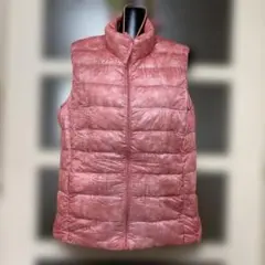 ピンク系 ダウンベスト M 収納袋付き