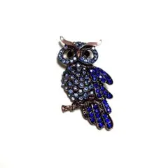 BR-329 ♡ ローズゴールド ブルー 梟 ブローチ ♡ フクロウ