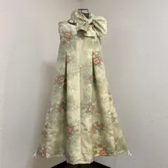 着物リメイク　正絹蔵出し十日町紬　タックジャンパースカート＊ミニスカーフ