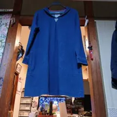 NATURAL AND CASUAL ネイビー 七分袖ワンピース