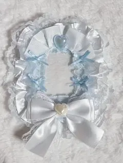 トレカケースデコ 硬質ケースデコ B8 レースデコ 白 水色 天使界隈