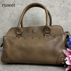 ✨良品✨ ラシット トートバッグ ロゴ型押し 総柄 ブラウン 茶色