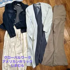 春服　M・Lサイズ中心6点　レディースまとめ売りコーデ　ブルー・グレー・ベージュ