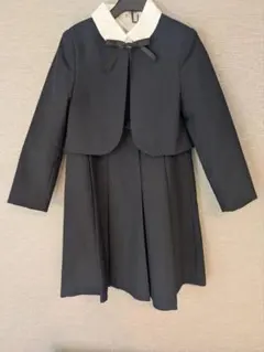 【キャサリンコテージ】長袖ブラウス付濃紺アンサンブル　130cm