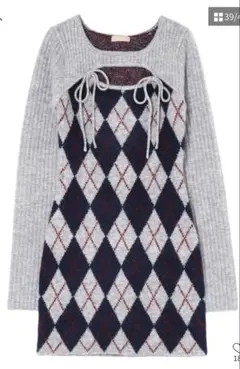 RESEXXY アーガイルタイトニットミニワンピース