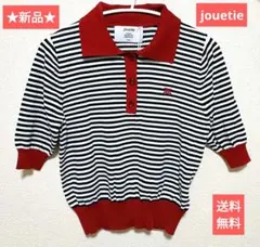 【新品タグ付】jouetie ベーシックポロニット サマーニット ボーダー Mのサムネイル