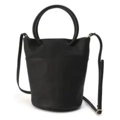 【美品】perche 姫路レザー丸手ハンドル2wayバケツバッグ　黒のサムネイル