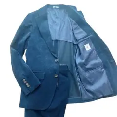 美品　スーツセレクト コーデュロイ ストレッチ 洗える セットアップ 紺S相当