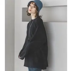 JEANASISジーナシス　カットジャガードBIGロンTEE ブラック