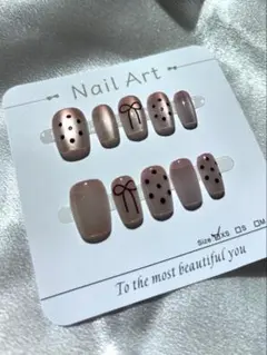 45現品　ネイルチップ　量産型　XSサイズ　リボン　マグネット　可愛い