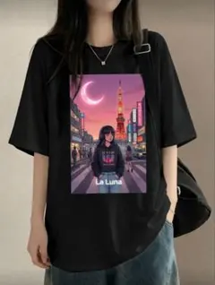 【新品】80s シティポップ グラフィックTシャツ 昭和レトロ 半袖 黒 2