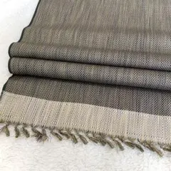 反物　紬　正絹　深緑　新古品　着物　着尺　リメイク材料　pt179