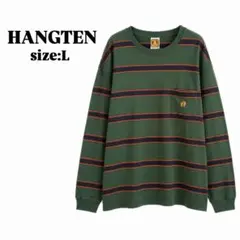 HANG TEN ハンテン ボーダーロンT 長袖 カットソー グリーン 古着のサムネイル