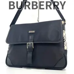 バーバリー チェック柄 ナイロン レザー メッセンジャー ショルダーバッグ