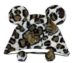 ヒョウ柄耳付きファー帽子 ディズニー ヒョウ柄 ミッキーマウス ファンキャップ