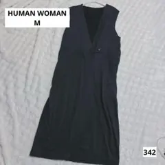 HUMAN WOMAN M ワンピース 無地 チャコールグレー コットンのサムネイル
