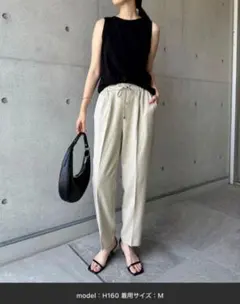【andme】きれいめツイル美脚ドローストリングテーパードパンツのサムネイル