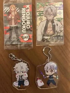 【4点セット】鬼滅の刃 ローソンコラボアクリルキーキーホルダー＆ステッカー