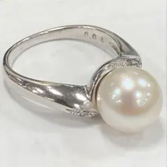 本真珠 パール 8.5mm ダイヤ 0.04ct リング SILVER
