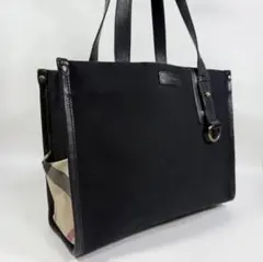 BURBERRY バーバリー　ノバチェック　キャンバス　トートバッグ　黒