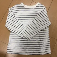 長袖カットソー 白/紺 ストライプ