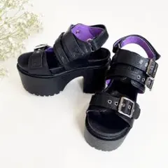 極美品　ヨースケ YOSUKE 厚底サンダル　黒×紫 地雷系 サブカル　Y2Kのサムネイル