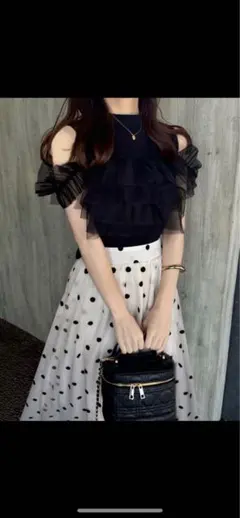 ドット柄シアーフレアスカート M