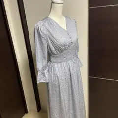 【スナイデル】水色ドット柄長袖ワンピース