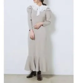 snidel プリーツカラーニットワンピース