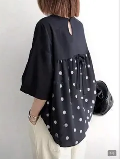 SHEIN シーイン AMESUN ドットカットソー XL 黒のサムネイル