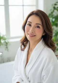 【現品限り！】【AI作成写真L判サイズ】理想の彼女 50代特集バスローブ