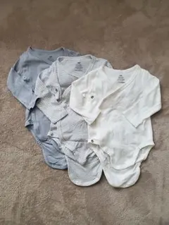 H&M オーガニックコットンロンパース3枚セット 4-6M