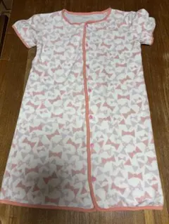 ベルメゾン フリーススリーパー 半袖 140cm ピンク リボン柄