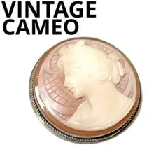 希少 丸型 カメオ ブローチ ネックレス SILVER900 ヴィンテージ