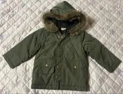 カーキ　ファー付きダウンコート