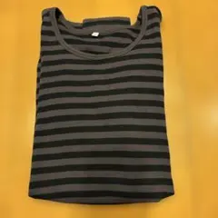 無印良品　長袖Tシャツ 黒とパープルのストライプ　Mサイズ