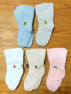 【美品】春・夏・秋 ベビー靴下 5足セット フルーツ刺繍