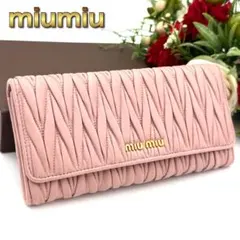 miumiu ミュウミュウ マテラッセ レザー ピンク ゴールド　長財布 S89のサムネイル