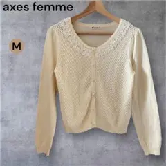 axes femme アクシーズファム フラワー刺繍＆パール カーディガン