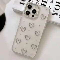 ハート♡キラキラ　透明iPhone16ケース かわいい　韓国