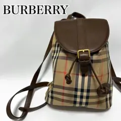 90s BURBERRY リュック ノバチェック レザー シャドーホース