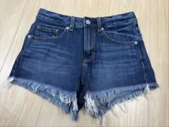 GU デニムショートパンツ S フリンジヘム