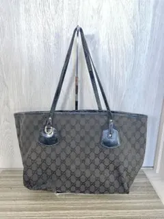 GUCCI トートバッグ GG柄　キャンバス　レザー　肩掛け　ブラウン　黒